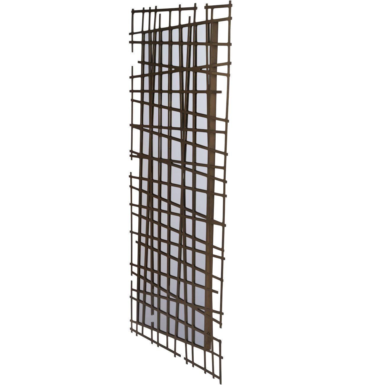 Art Deco Brass Lattice Full Length Wall Mirror